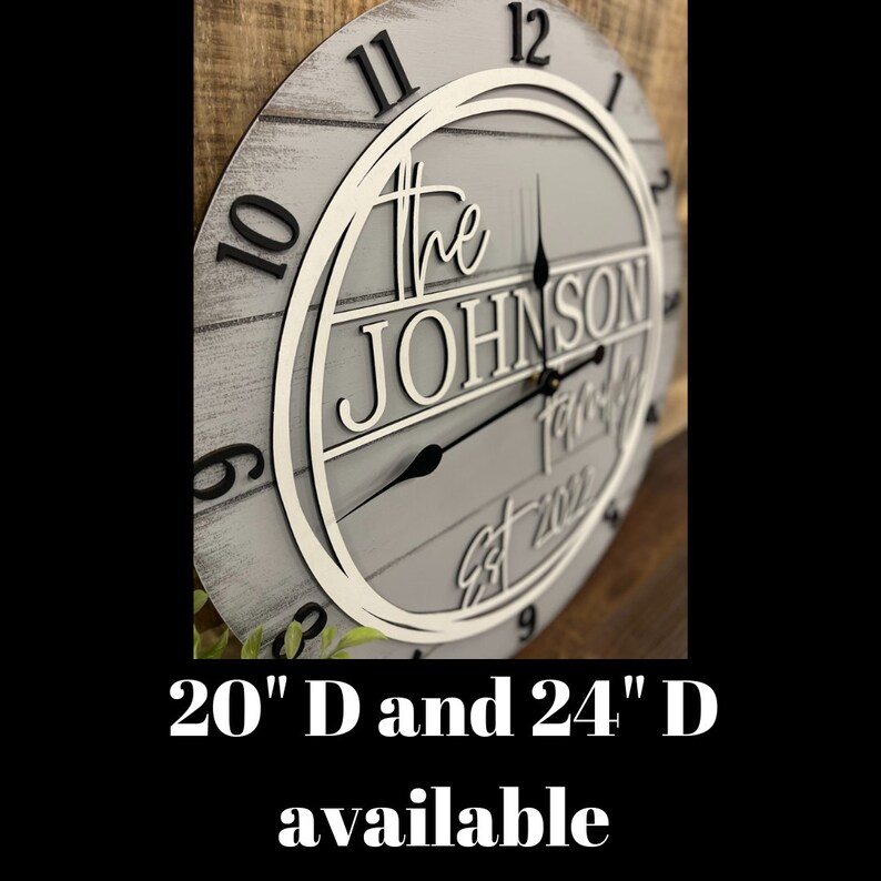 Oversized Family Wall Clock Wedding Wall Clock Rustic Wall Etsy