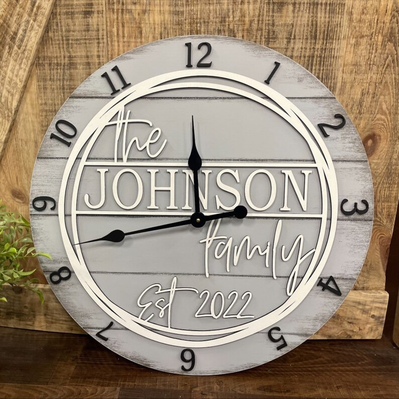 Oversized Family Wall Clock Wedding Wall Clock Rustic Wall Etsy