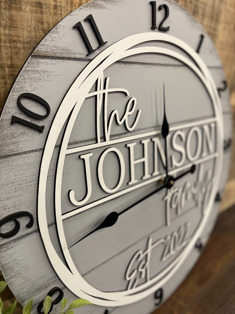 Oversized Family Wall Clock Wedding Wall Clock Rustic Wall Etsy