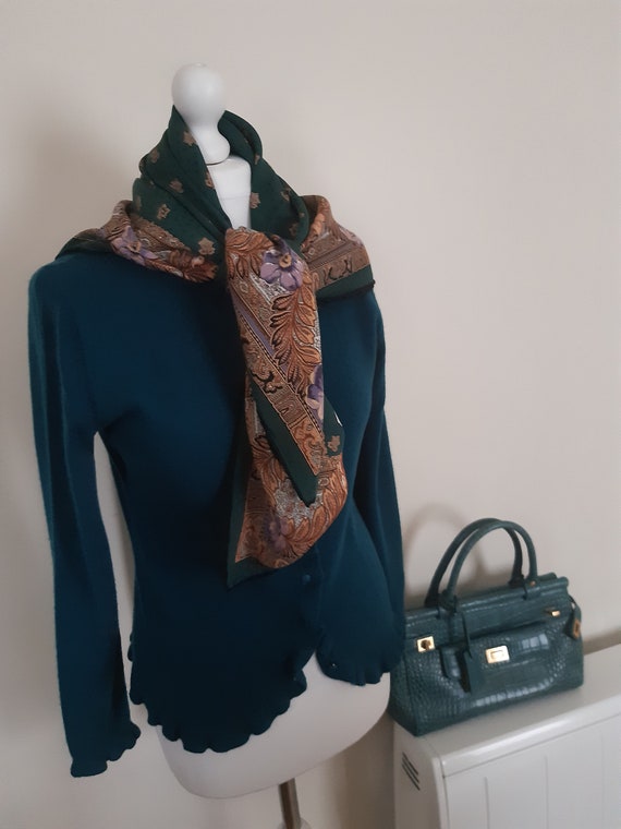 Designer vintage turquoise ladies handbag, real l… - image 3