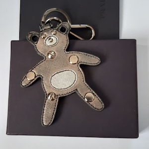Prada Milano Teddy Bear Bag Charm Key Ring Silver Leather Vintage Unisex Gift New Boxed Etsy UK