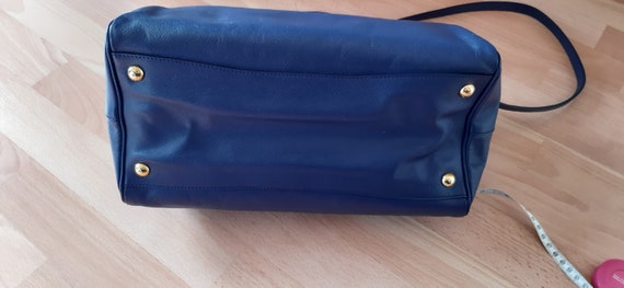Prada Milano Bauletto Saffiano Leather Medium Tote Bag Blue With Authenticity Card Etsy Ireland