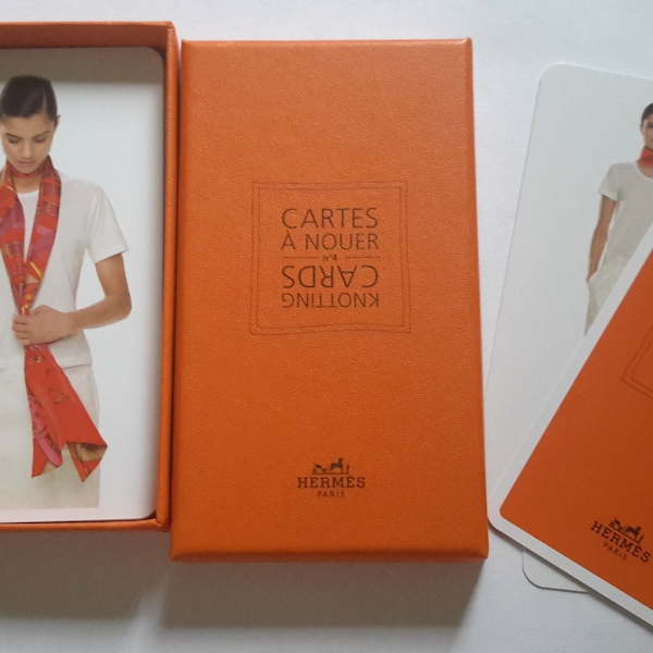 Hermes vintage knotting cards set, illustrated creative ideas how to wear Hermes scarves, CARTES A NOUER , rare