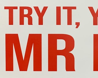 Try it, you'll like it.  MR BUS CO massive 4.5"x14" bumper sticker!