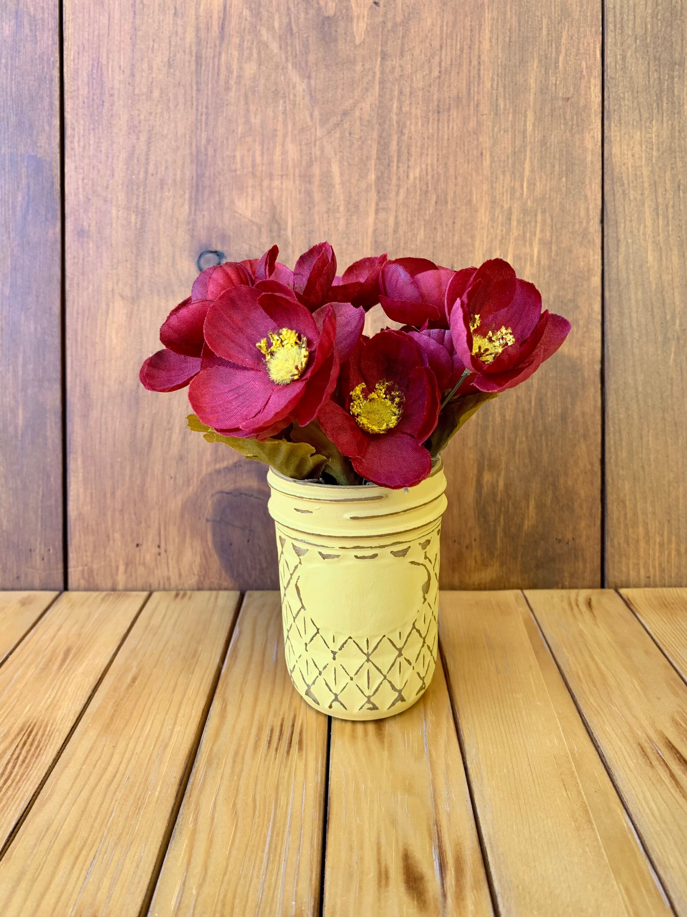 Mason Jars & Poppy Flowers Tabletop Decor Farmhouse Decor Etsy