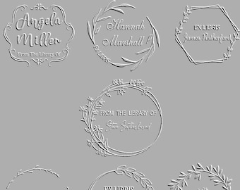 Francobollo del libro Francobollo in rilievo Floreale Nome personalizzato Embosser 7+ Disegni dalla biblioteca di, Il libro appartiene a, Ex Libris, grande regalo per gli amanti dei libri