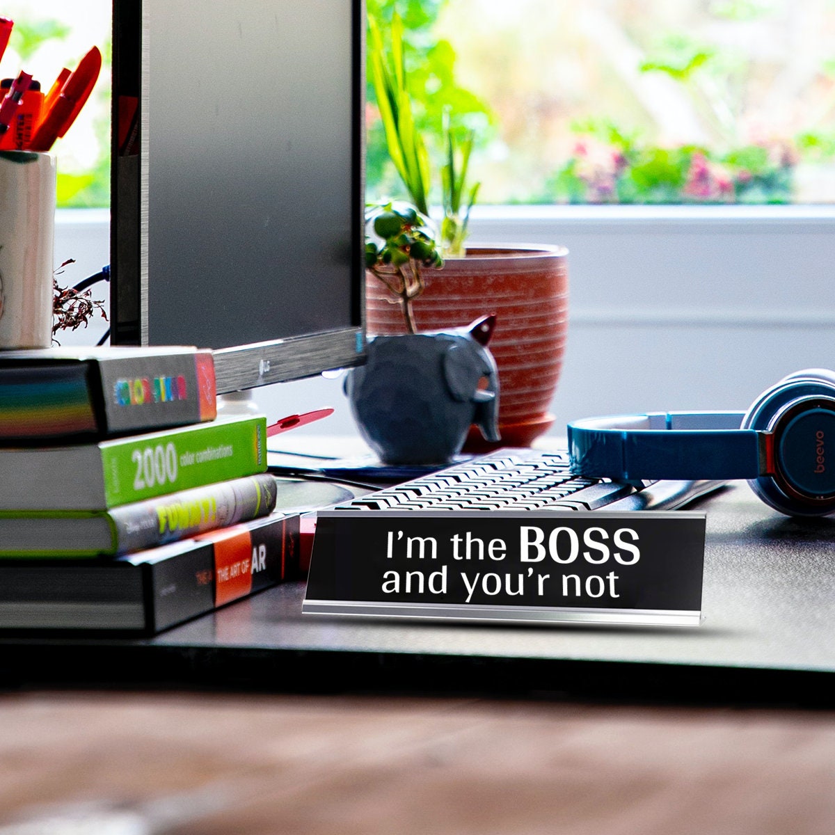 Funny Desk Name Plate I Am the Boss Name Plate Funny Gift Etsy