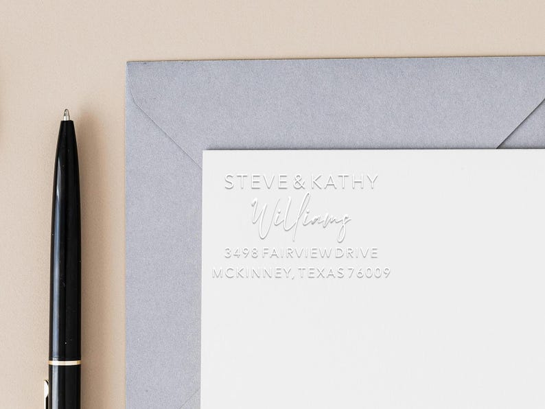 Benutzerdefinierter Adressstempel - Personalisierter Adressstempel Für Umschläge, Hochzeitseinladung Siegel, Housewarming Geschenk Mail Prägestempel Steve Kathy Williams