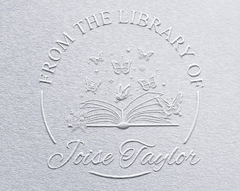 Custom From The Library Of Embosser Gift For Book Readers & Lovers Book Owner Ship Stamp Book Embosser Ex Libris Seal For Teachers Gift