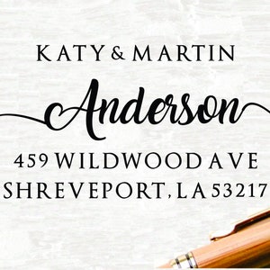 Zelfinktende kalligrafie retouradresstempel aangepaste bruiloftsstempel Gepersonaliseerde adresstempel