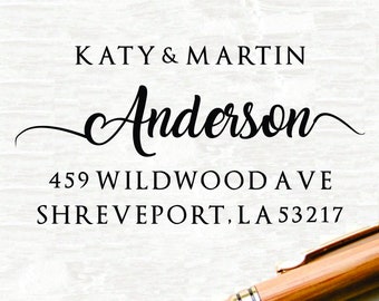 Return Address Stamp, Self Inking Address Stamp, Calligraphy Address Stamp, Wedding Address Stamp, Personalized Address Stamp TJCP27701