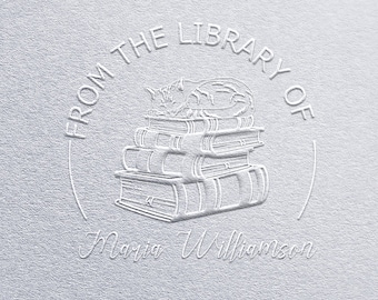 Gepersonaliseerd uit de bibliotheek van boekembosser, ex Libris-embosserstempel aangepast eigendomszegel voor lezers Cadeau voor boekenliefhebbers en lezers