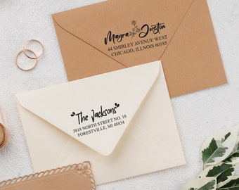 Elegant Personalized Address Stamp Self Inking, Custom Return Address Design for Wedding Invitations & Envelope Mail Address Stamper