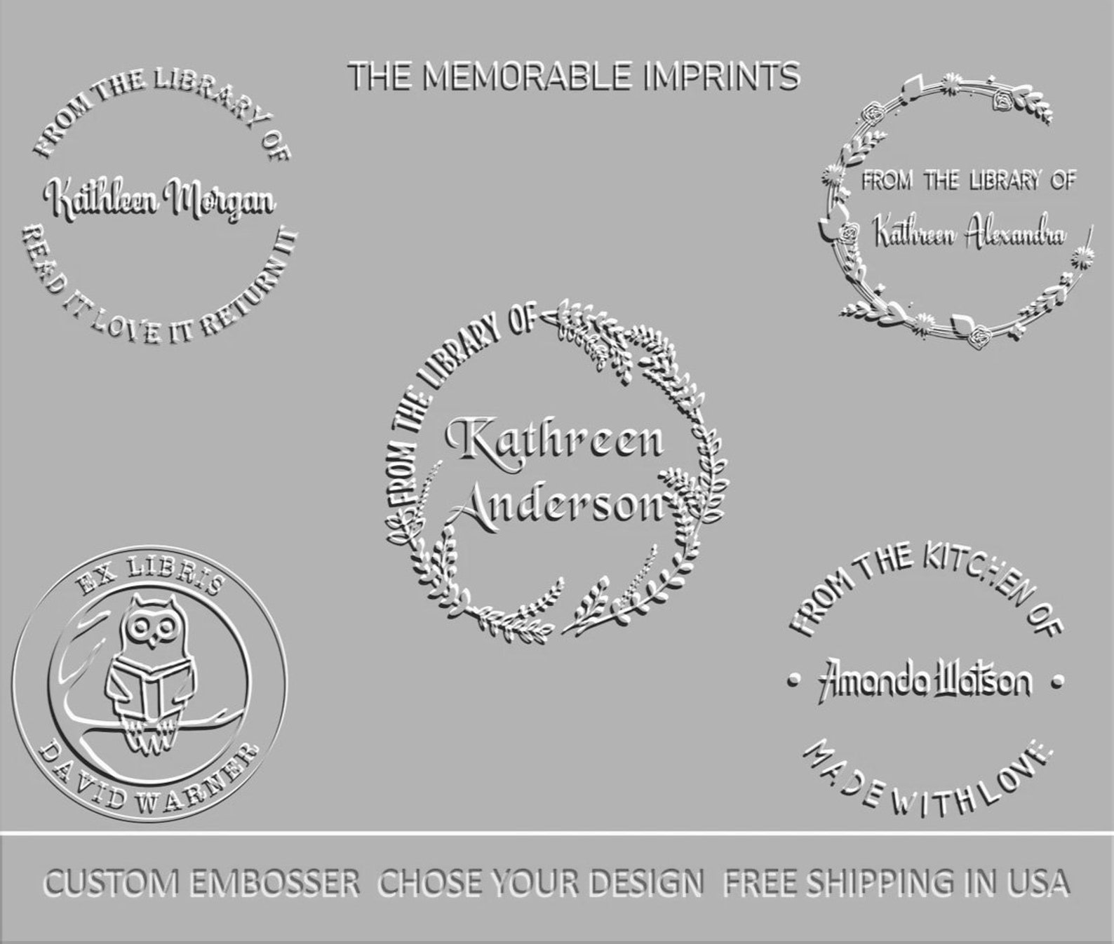 Personalised Library Embosser Ex Libris Embosser Choose Etsy