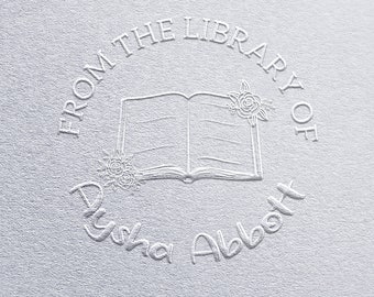 Grabador de libros personalizado de la Biblioteca con nombre personalizado y sello de propiedad para lectores, amantes de los libros, profesores y bibliotecas domésticas.