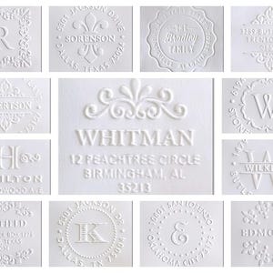 Kies je reliëfstempel, aangepaste reliëfstempel, reliëfstempel, adresstempel, reliëfstempel, monogramembosser, reliëfstempel - kies ontwerpen 30+