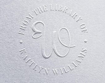 Ex Libris Embosser Stamp Classic Book Embosser From The Library Of, Personalized Name Seal for Teachers, Collectors and Home Libraries