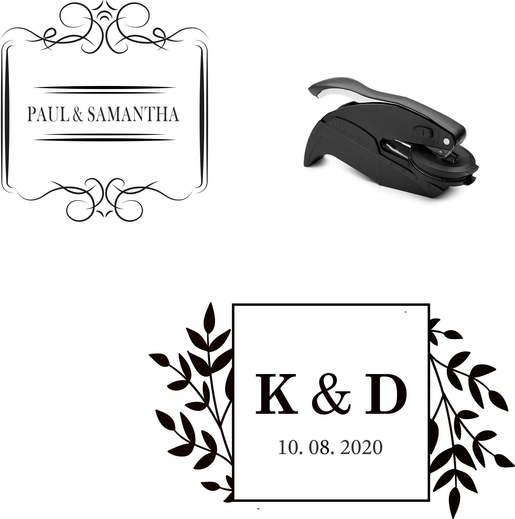 Custom Wedding Embosser Stamp With Initials , Personalized Flower Monogram Embosser ,wedding Invite Stamp