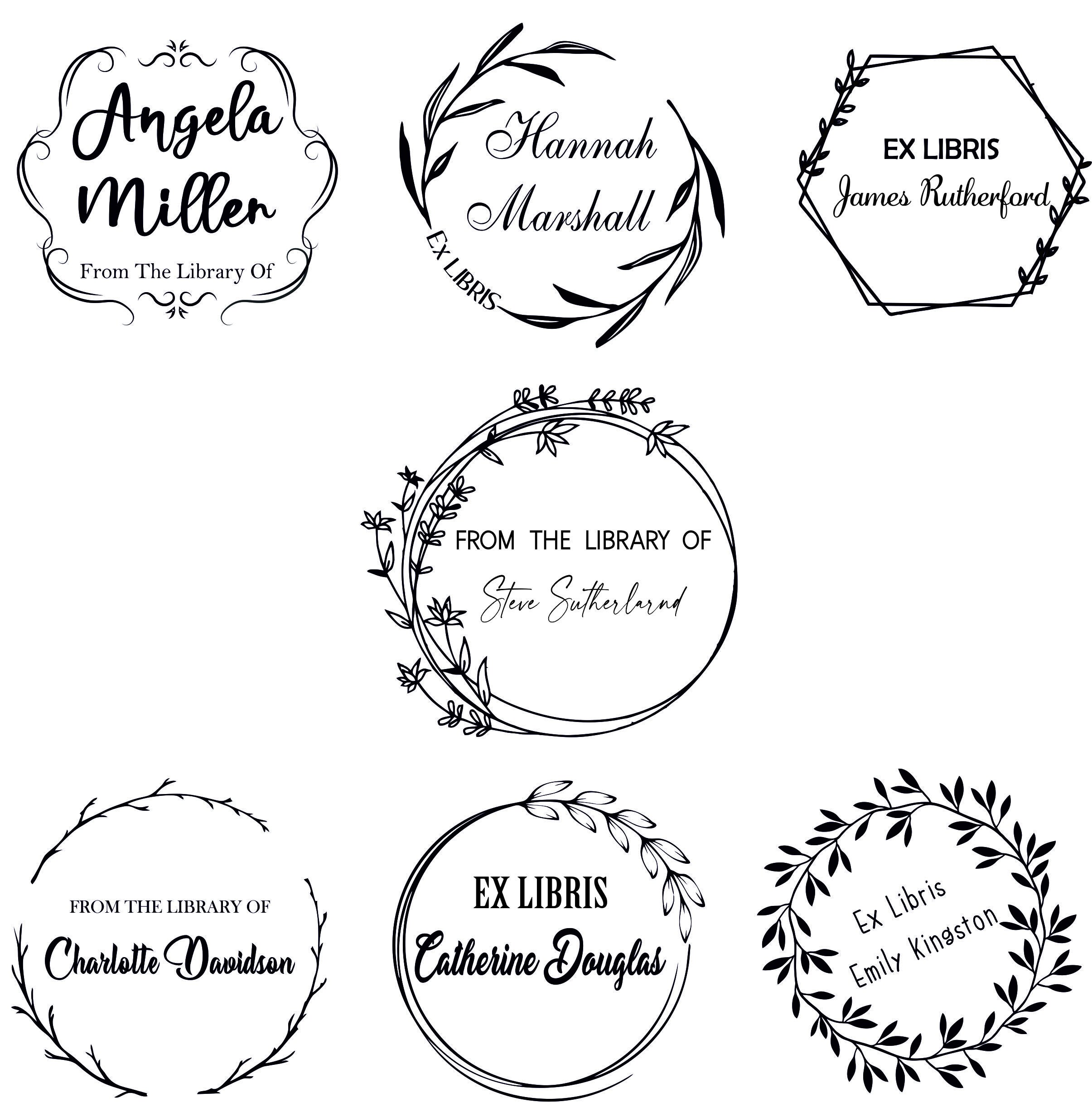 Book Stamp Embosser Stamp Floral Custom Name Embosser 7 Etsy