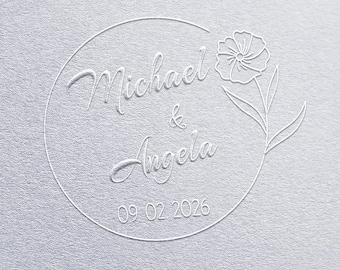 Custom Wedding Embosser with Couple Names and Initials, Personalized Monogram Seal for Invitations, Envelopes and Luxury Stationery Seal