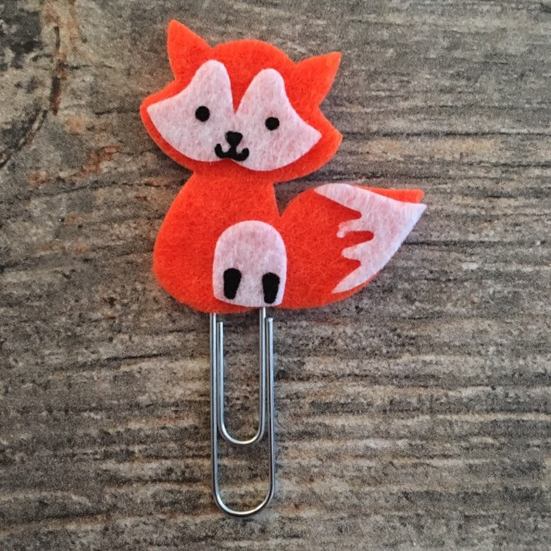 Planner Accessory stationery foxes fox Bookmark Planner Clip fox feltie paper clip animal paper clips Fox paper clip