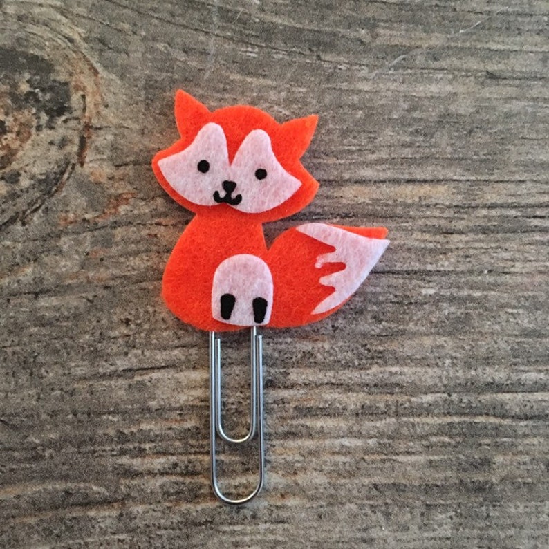 Planner Accessory stationery foxes fox Bookmark Planner Clip fox feltie paper clip animal paper clips Fox paper clip