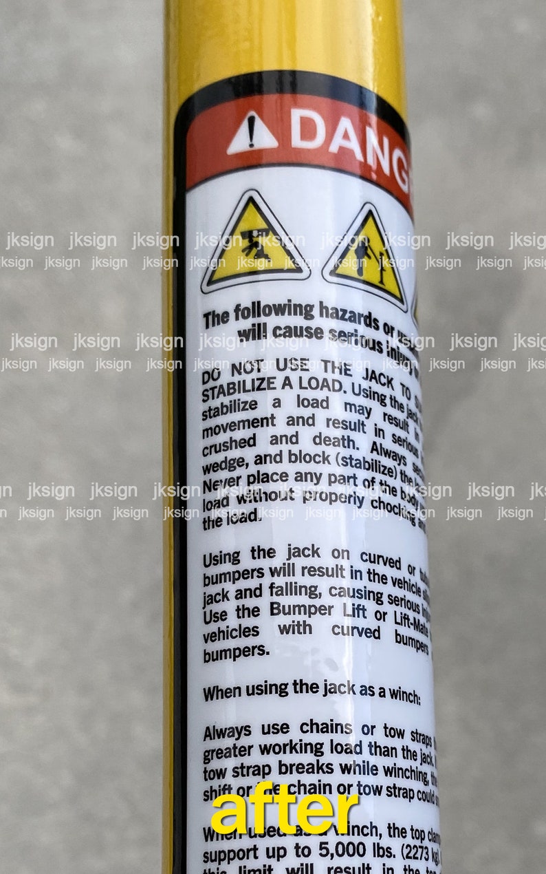 Safety Decal to Restore Your Hi-lift Jack Fits on All Models - Etsy
