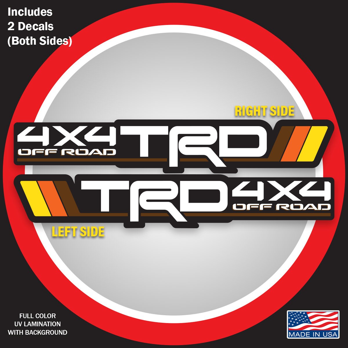 Tri-color TRD 4X4 Off-road Bedside Decal (include 2 Decals) - Etsy
