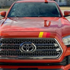 Tri-Color TRD Top Grille stripes decals Fits on Toyota Tacoma 2016-2020 3er Generation