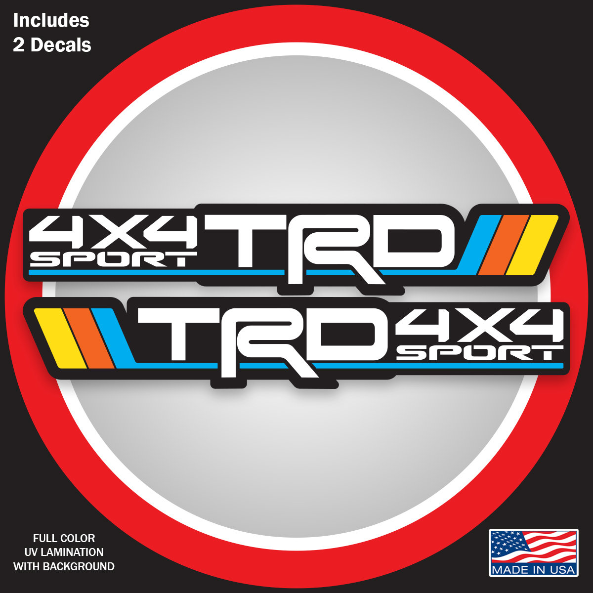 Tri-color TRD Sport Bedside Decal Vintage Color for Toyota Tacoma