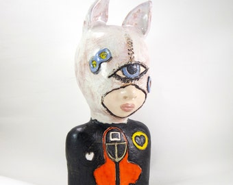 kid 663/ Ceramic Sculpture, Unique Ceramic Figurine