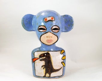kid 749/ Ceramic Sculpture, Unique Ceramic Figurine