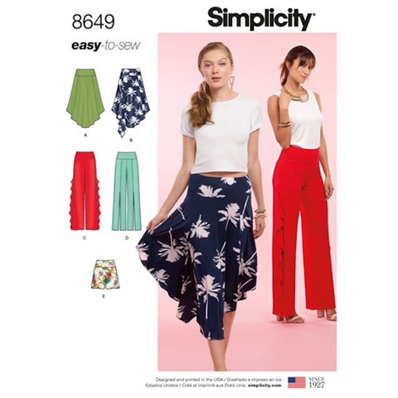 Simplicity Pattern 1072 Ms EASY Knit Pants ~ Skirt /& Pullover Top
