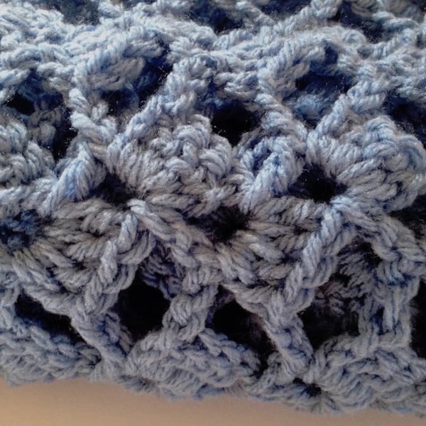 Blue Shawl, Crochet Wrap, Lacy Rectangle Scarf, Bluebell, Gift for Her, Ready to Ship