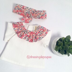 Clothes doll - Liberty frill collar blouse and a headband matching doll and Doll 30 cm, 36 cm or 42 cm