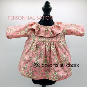 Liberty dress with ruffled collar - Doll clothes - Clothes for Dolls from 20 cm to 42 cm -
