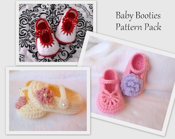 Baby Booties PATTERN Pack Crochet Mary Janes Crochet Pattern Baby Booties Crochet Baby Shoes Crochet Pattern Crochet Pattern