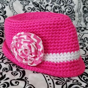 Crochet PATTERN Baby Fedora Hat Baby Hat Pattern Baby Girl's Hat Baby Boy's Hat Pattern image 2