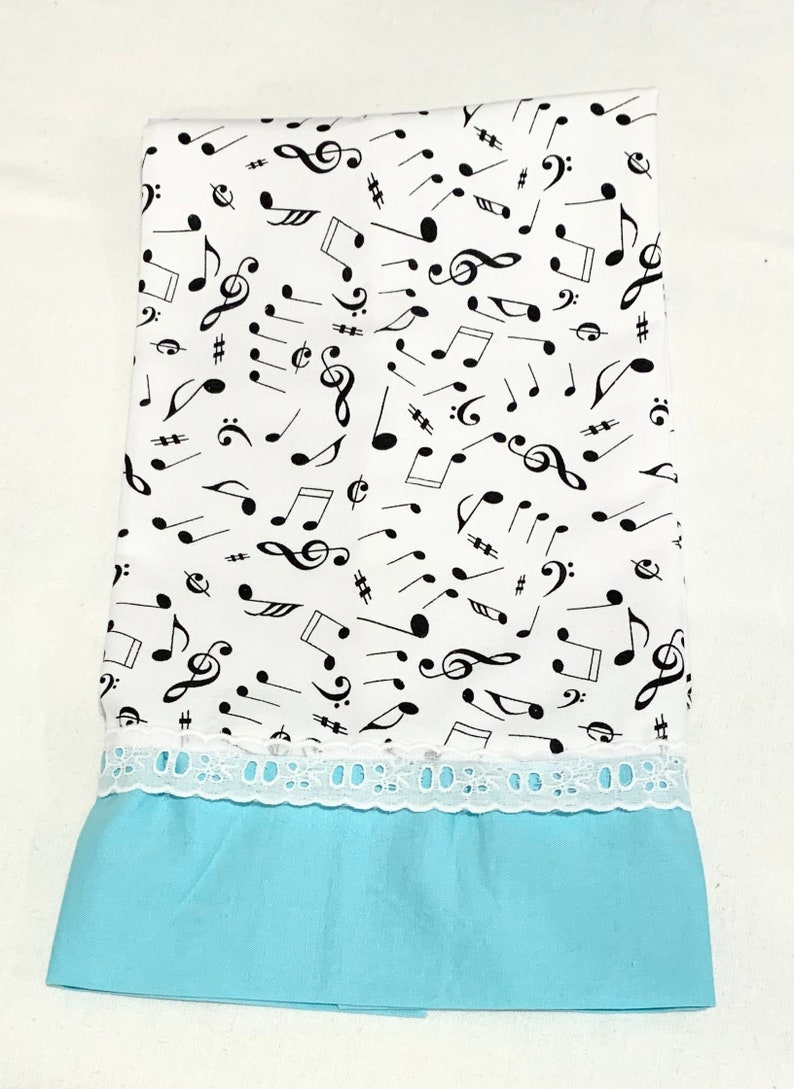 Hand sewn Vintage style Tea towel musical notes