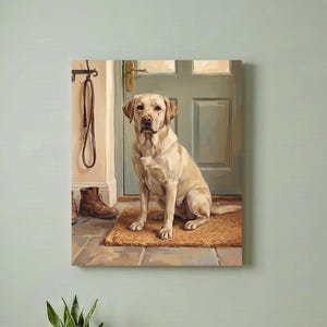 Dog Memorial Canvas Art, Pet Memory Portrait from Photo, Entryway Wall Art Print, Personalized Dog Waiting at the Door, Pet Memorial Artwork bild 3