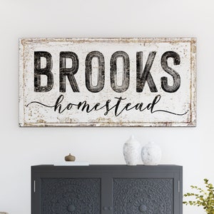 Custom Family Name Sign, Modern Vintage Decor, Large Rustic Canvas Print, Farmhouse Wall Decor Living Room, Last Name Art, Family Homestead