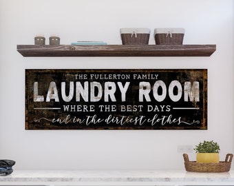 Personalized Family Laundry Room Wall Decor, Custom Last Name Mudroom Canvas Art Print, Where Normal Is Just A Setting On The Dryer Sign