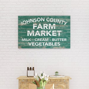 Rustic Chic Farmhouse Wall Decor, Personalized Vintage Shabby Farmhouse Farm Market Sign, Oversized Custom Country Decor Family Name Sign