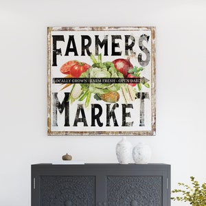 Vintage Farmhouse Wall Decor Rustic Chic Farmers Market Sign, Industrial Modern Kitchen Sign Wall Art Print Primitive Country Home Decor