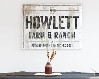 Personalized Family Canvas Art, Rustic Farm and Ranch Sign, Modern Farmhouse Wall Hanging, Chic Western Home Decor, Cute Housewarming Gift