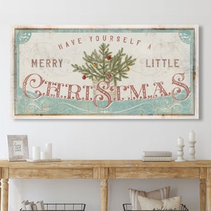 Have Yourself A Merry Little Christmas Winter White French Country Christmas Sign Vintage Farmhouse Wall Decor Retro Victorian Canvas Art