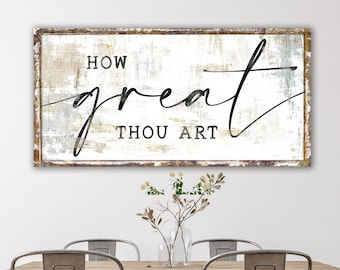 How Great Thou Art Canvas Art Print, Modern Farmhouse Religious Lyric Artwork, Rustic Christian Hymn Wall Decor, Minimalist Home Sign