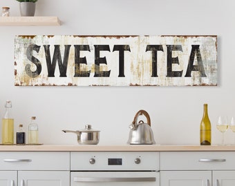 Rustic Chic Farmhouse Wall Decor Kitchen Sign, Farmhouse Sayings Southern Sweet Tea Sign, Primitive Country Dining Room Wall Decor Art Print