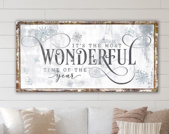 Most Wonderful Time of the Year Rustic Christmas Sign Modern Farmhouse Wall Decor, Primitive Country Cozy Winter Vintage Holiday Decoration