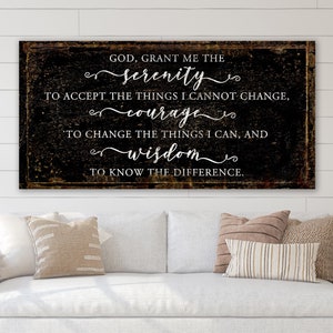 Modern Farmhouse Wall Decor Serenity Prayer Sign Religious Christian Art for Living Room Primitive Rustic Country Canvas Entryway Print